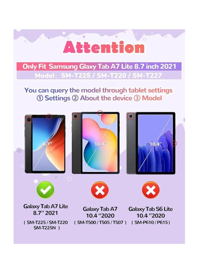 OCTOBER for Samsung Galaxy Tab A7 Lite 8.7” Case Girls Cute Cat Kawaii Cover Girly 3D Cartoon Women Kitten with Rotating Handle Stand u0026 Strap Soft Silicone Funda for Galaxy A7 Lite Table Cases 2021  - Image 2