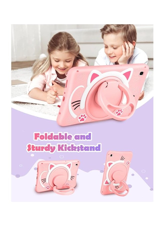 OCTOBER for Samsung Galaxy Tab A7 Lite 8.7” Case Girls Cute Cat Kawaii Cover Girly 3D Cartoon Women Kitten with Rotating Handle Stand u0026 Strap Soft Silicone Funda for Galaxy A7 Lite Table Cases 2021  - Image 5