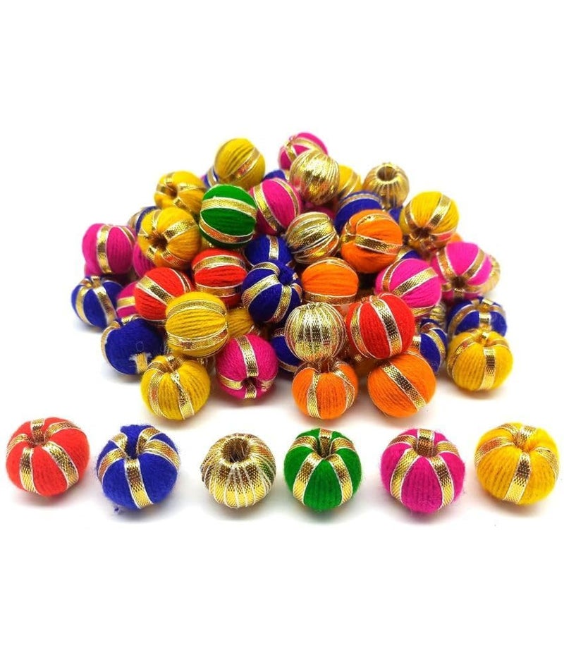 PRANSUNITA Multicolor Gota Round Balls for Art Work Diwali, Lohri, Vandanwar Wall Decoration, Handcrafted- Size- 2cm – 90-100 Pcs - GOTA Multi Balls - Image 1