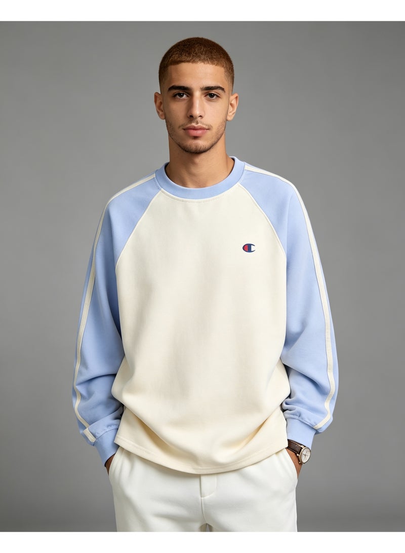 Champion Unisex Raglan Striped Long Sleeve T‑Shirt Casual Daily Wear Top For Men Women Sky Blue - Image 1
