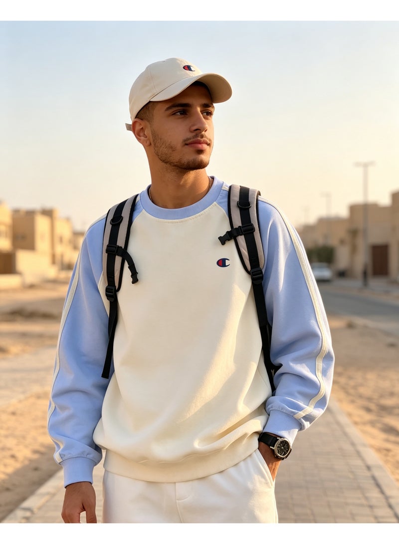 Champion Unisex Raglan Striped Long Sleeve T‑Shirt Casual Daily Wear Top For Men Women Sky Blue - Image 5