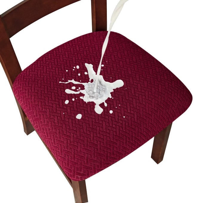 WATERPROOF SEAT COVERS FOR DINING ROOM CHAIRS COVERS DINING CHAIR SEAT COVERS KITCHEN CHAIR COVERS SLIPCOVERS WINE RED 4 PCS