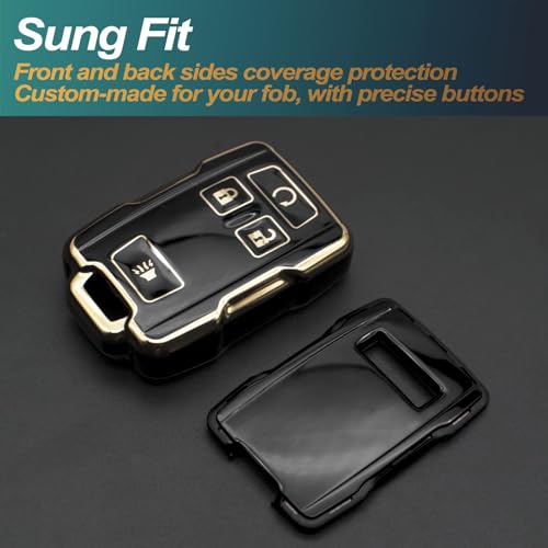 FEYOUN Key Fob Cover Compatible with Chevy Chevrolet Colorado Silverado Suburban Tahoe GMC Canyon Sierra 1500 2500 3500 HD TPU Remote Keyless Key Fob Case Protection Shell Accessories, Black - Image 3