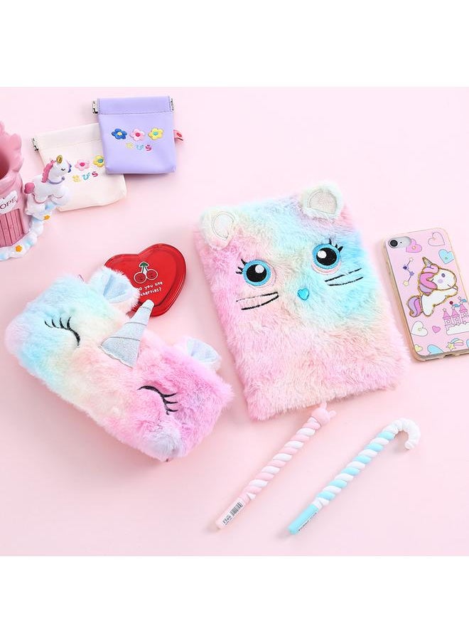 Thoraya - Fluffy Plush Cartoon Notebook Cute Diary Book Notepad Travel Journal Book for Students - Image 1