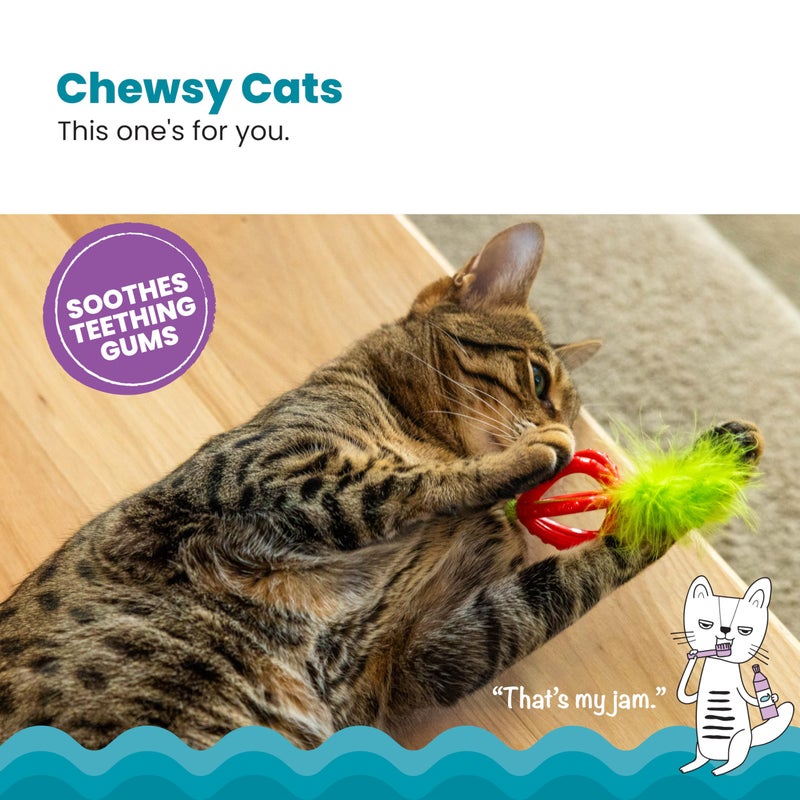 Catstages Dental Strawberry Teether, Soft and Textured Cat Chew Toy, Catnip Oil Coating, Pink - Image 2