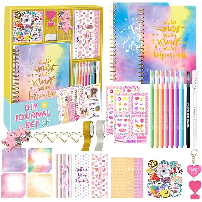 DIY Journal Kit for Girls - DIY Journal Set for Tween & Teen Girls, Stationery, Scrapbook & Diary Supplies Set, Journaling Art Crafts Kit, Ideal Gifts for 8 9 10 11 12 13 14 Year Old Girl