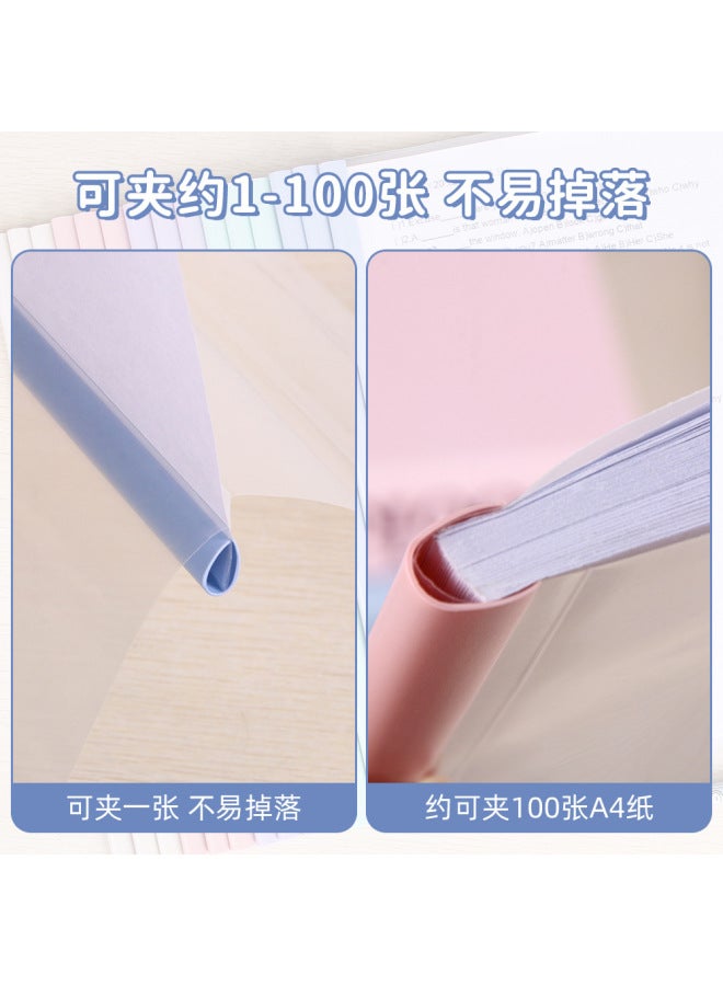 HELPS Morandi Color Rod Clip A4 Rod Clip Thickened Large Capacity Student Transparent Book Cover Test Paper Triangle Rod Folder - Image 4