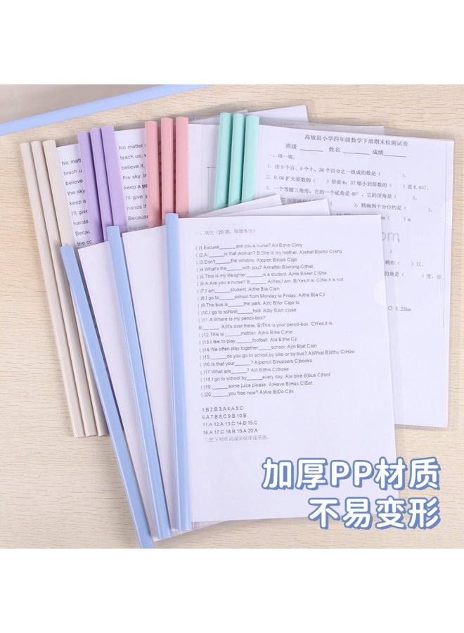 HELPS Morandi Color Rod Clip A4 Rod Clip Thickened Large Capacity Student Transparent Book Cover Test Paper Triangle Rod Folder - Image 3