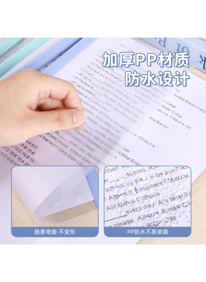 HELPS Morandi Color Rod Clip A4 Rod Clip Thickened Large Capacity Student Transparent Book Cover Test Paper Triangle Rod Folder - Image 2