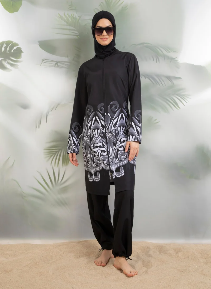 Mayo Bella by Modanisa Beige - Black - Burkini - Mayo Bella