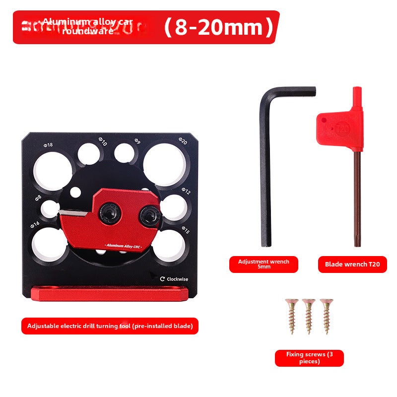 Cattle Gauge Electric Drill Car round Rod auxiliary tool car round wooden rod solid wood round Rod aluminum alloy tool replaceable blade([Aluminum alloy adjustable] car Circulator 8 aperture) - Image 1