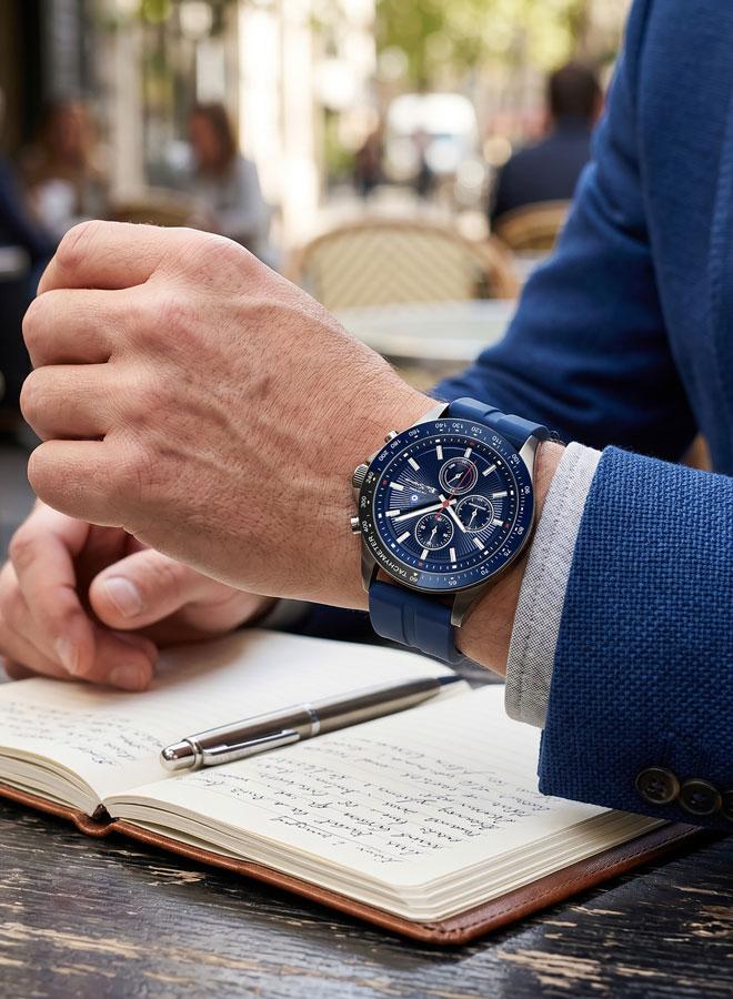 Ben Sherman Winchester Blue Dial Blue Silicone Strap Chronograph Watch for Men, 43.2mm - Image 5