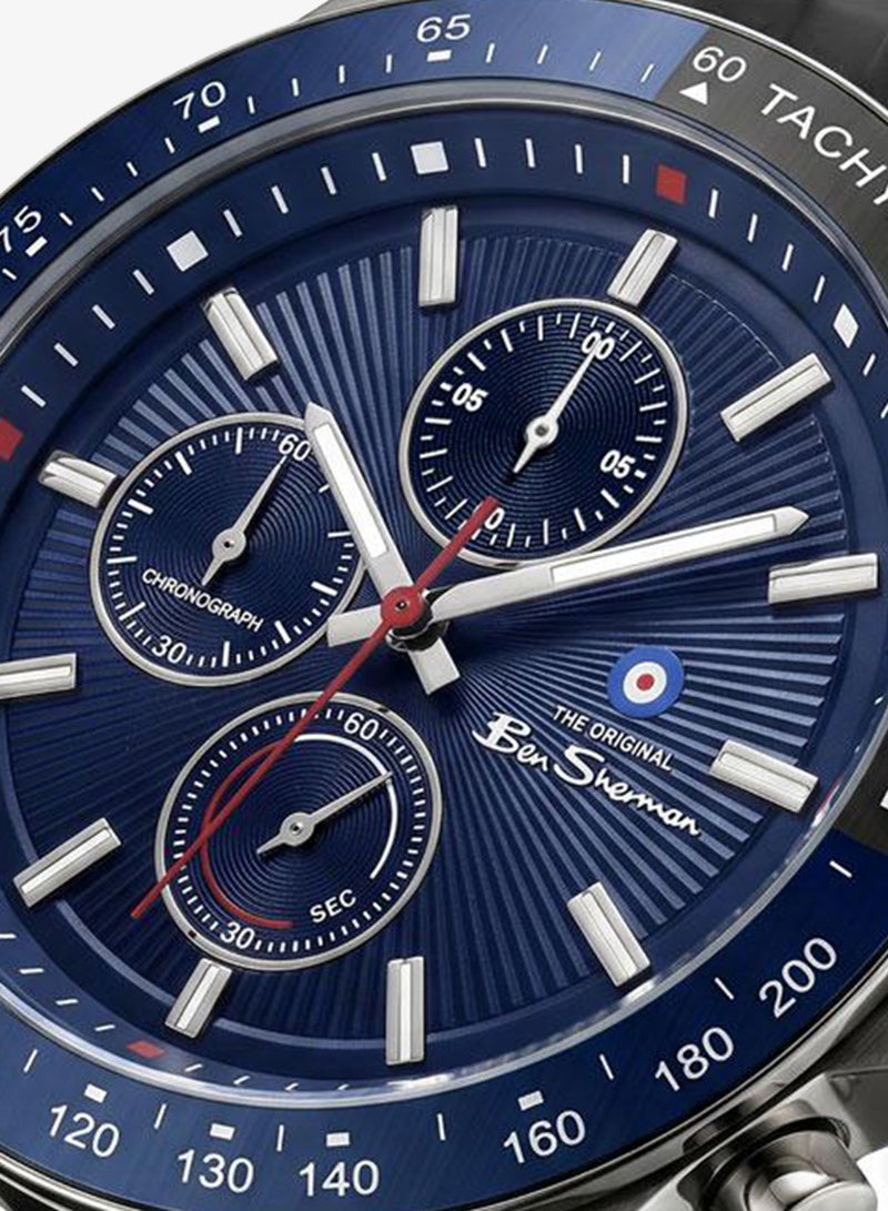 Ben Sherman Winchester Blue Dial Blue Silicone Strap Chronograph Watch for Men, 43.2mm - Image 2