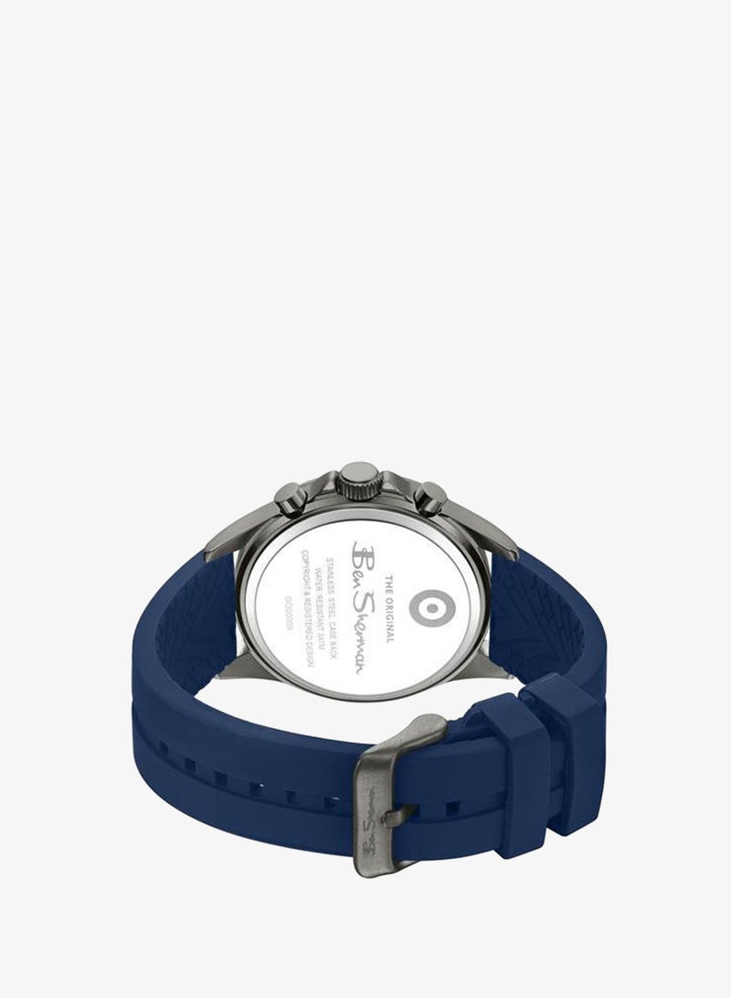 Ben Sherman Winchester Blue Dial Blue Silicone Strap Chronograph Watch for Men, 43.2mm - Image 3