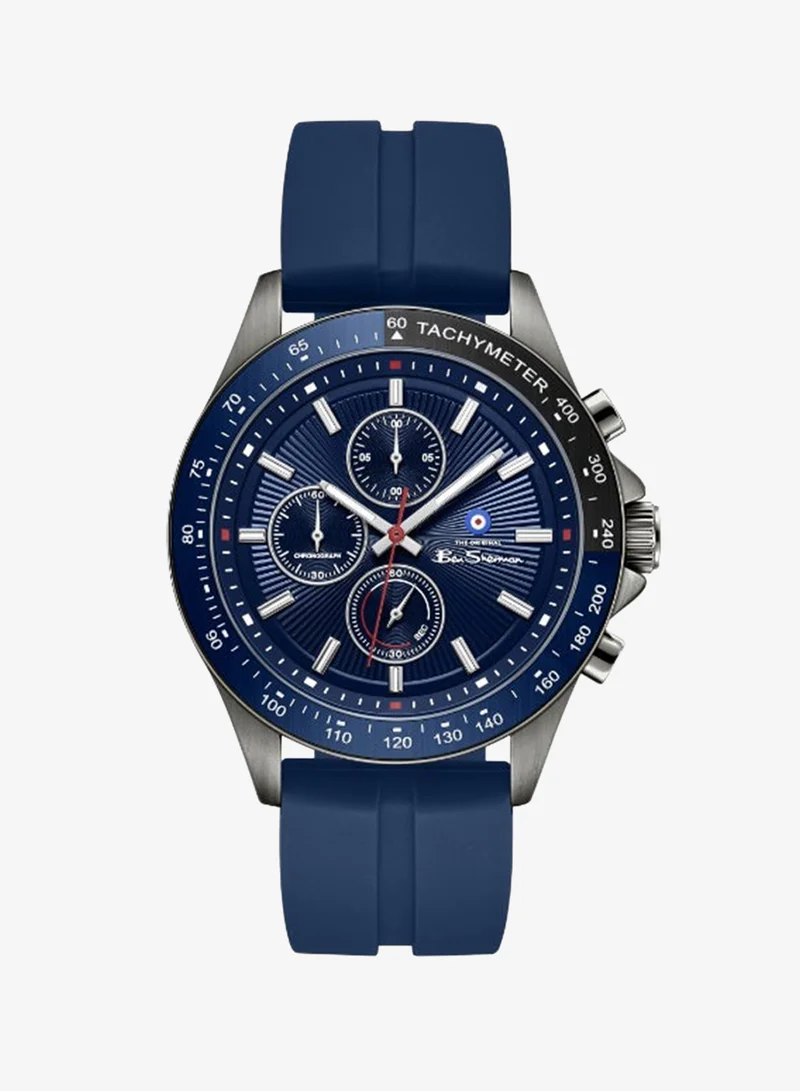 Ben Sherman Winchester Blue Dial Blue Silicone Strap Chronograph Watch for Men, 43.2mm