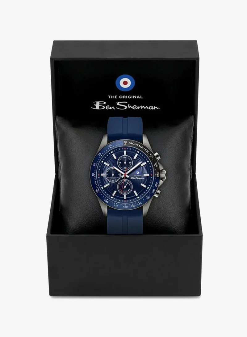 Ben Sherman blue Winchester Blue Dial Blue Silicone Strap Chronograph Watch for Men, 43.2mm for Men | Best Price UAE