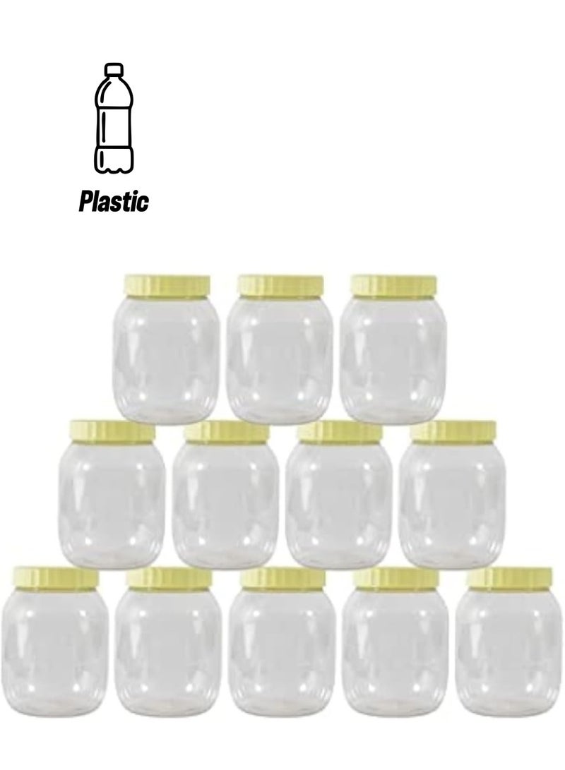 Alsaqer 12-Pieces Plastic Spice Storage Pet Jar-Sunpet 300 ml Round Clear Jars with lid-Plastic Transparent Bottles