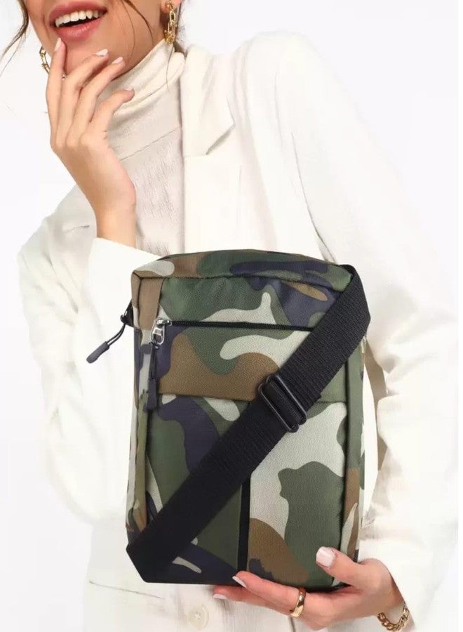 R TOUCH @Fabric Casual Sling Bag for Men & Women (Green) - Image 3