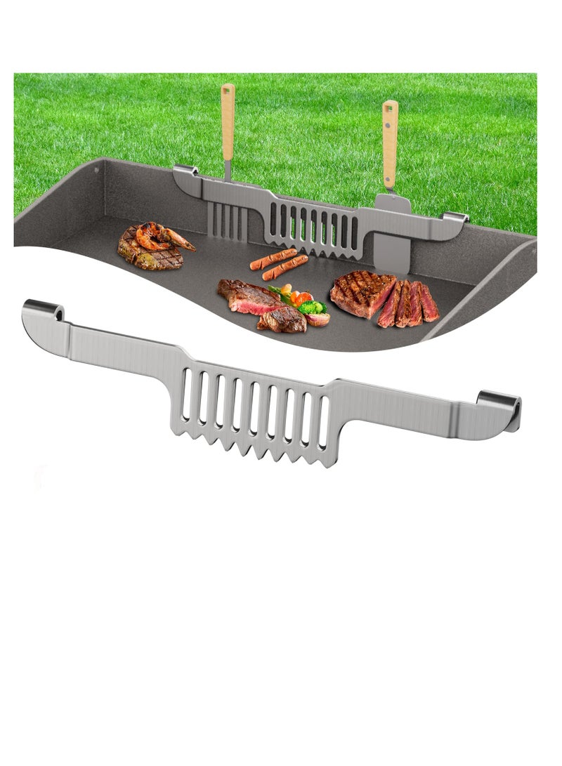 Excefore Grease Gate Spatula Holder for Blackstone Griddle, Magnetic Design Stainless Steel Grease Trap, Grill Food Mesh Screen Block Hold Rack, Griddle Accessories for Blackstone, Silver  - Image 1