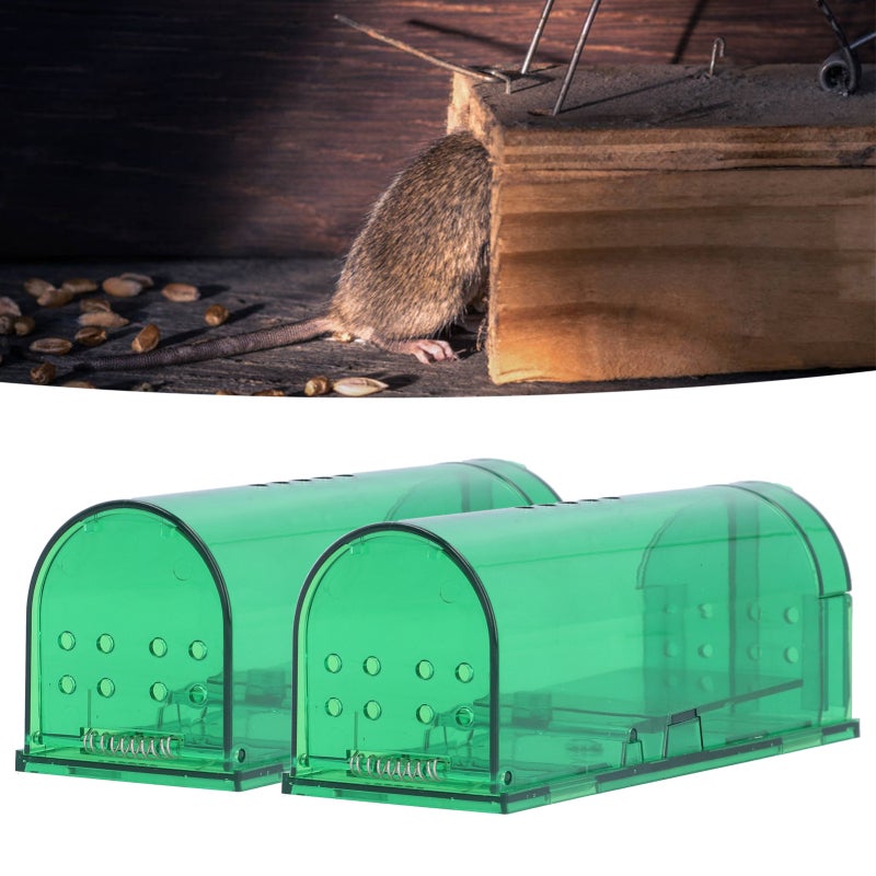 Automatic Mousetrap: Green Durable Plastic, Waterproof Design, Continuous Mouse-Catching Capability - Fully Automatic Locking Mechanism, High-Efficiency Pest Control for Home, Restaurant, Mall And Foo - Image 5