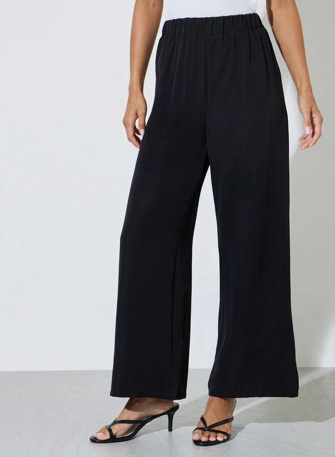 Styli Black Solid Long Sleeves Shirt and Pants Co-Ords