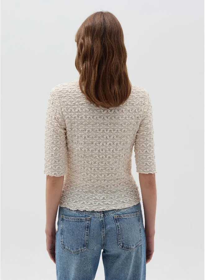 Ovs Pointelle T-shirt with raised design