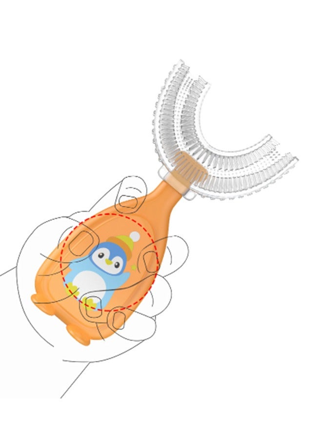 U Shaped Toothbrush For Kids 2-6 Years Old Orange - Image 3