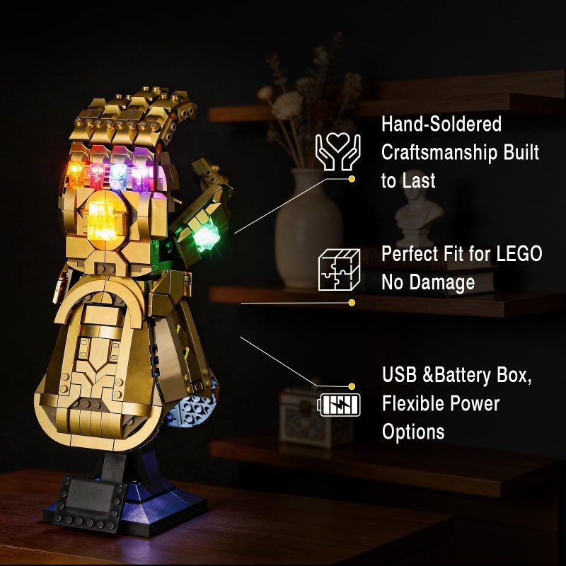 Vaodest ضوء LED لليغو 76191 مجموعة قفاز مارفل اللانهائي، تصميم وتكوين متوافق مع النموذج 76191 (ضوء LED فقط، ليس مجموعة كتل البناء) - Image 5