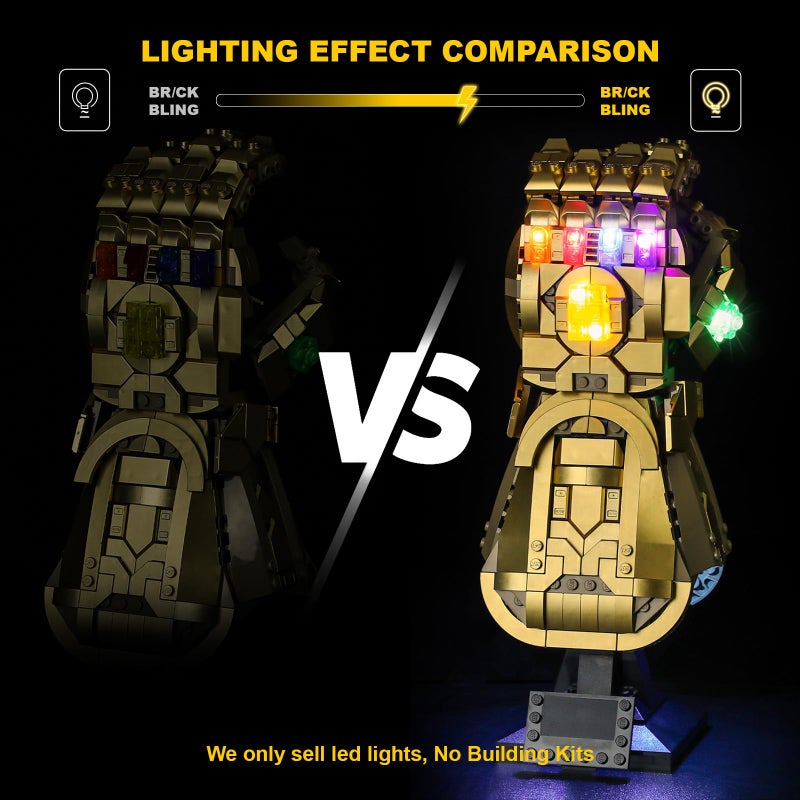 Vaodest ضوء LED لليغو 76191 مجموعة قفاز مارفل اللانهائي، تصميم وتكوين متوافق مع النموذج 76191 (ضوء LED فقط، ليس مجموعة كتل البناء) - Image 4