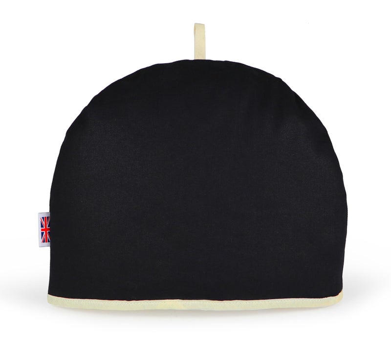 Muldale Large Tea Cozy for Teapot Insulated - Black - Thermal 100% Cotton Extra Thick Wadding - Designed in England - Tea Cozies Covers Fit 1 to 6 Cup Neutral Kitchen Textiles Range - Image 1