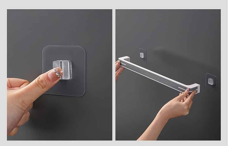 COSKIRA COSKIRA Wall Mounted Plastic Slippers Rack Bathroom Multifunction Adhesive Towel Shelf Storage Rack Towel Hanger 2 Pack Space Saving WallMounted Shoe RackNoDrill InstallationGrey - Image 4
