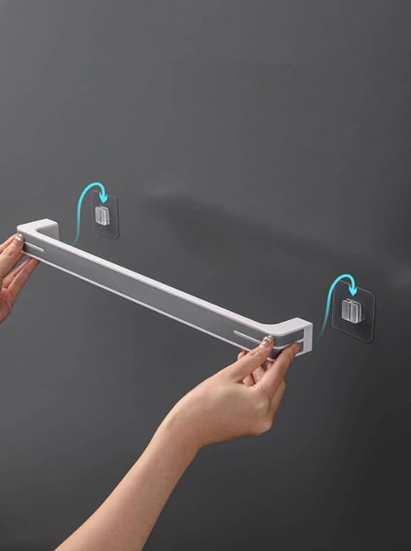 COSKIRA COSKIRA Wall Mounted Plastic Slippers Rack Bathroom Multifunction Adhesive Towel Shelf Storage Rack Towel Hanger 2 Pack Space Saving WallMounted Shoe RackNoDrill InstallationGrey - Image 5
