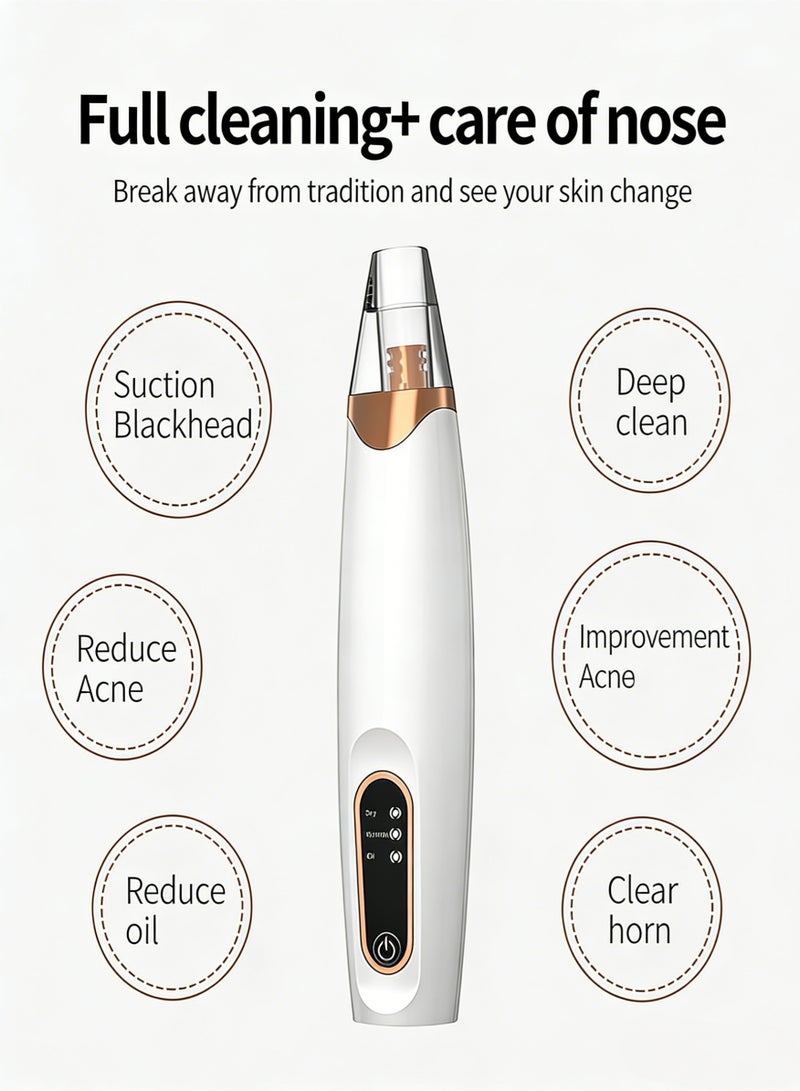 Blackhead Remover Pore Vacuum Electric Facial Cleanser with 3 Suction Levels Pore Purifying Vacuum USB Rechargeable LED Display Blackhead Remover Vacuum Deep Clean Comedone Extractor for Nose Face Skin Care Routine - Image 3