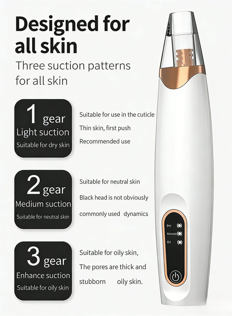 Blackhead Remover Pore Vacuum Electric Facial Cleanser with 3 Suction Levels Pore Purifying Vacuum USB Rechargeable LED Display Blackhead Remover Vacuum Deep Clean Comedone Extractor for Nose Face Skin Care Routine - Image 5