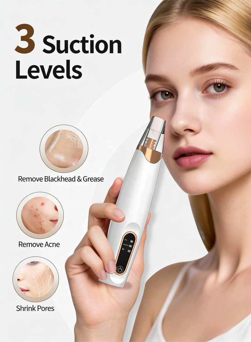 Blackhead Remover Pore Vacuum Electric Facial Cleanser with 3 Suction Levels Pore Purifying Vacuum USB Rechargeable LED Display Blackhead Remover Vacuum Deep Clean Comedone Extractor for Nose Face Skin Care Routine - Image 2