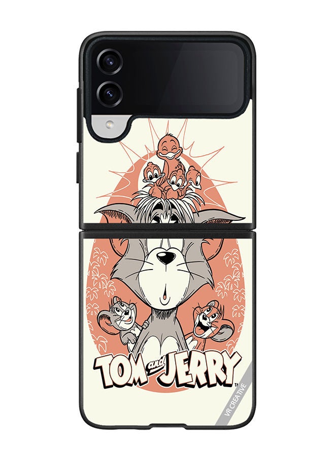 VR CREATIVE Protective Case Cover For Samsung Galaxy Z Flip4 Tom And Jerry Design Multicolour - Image 1