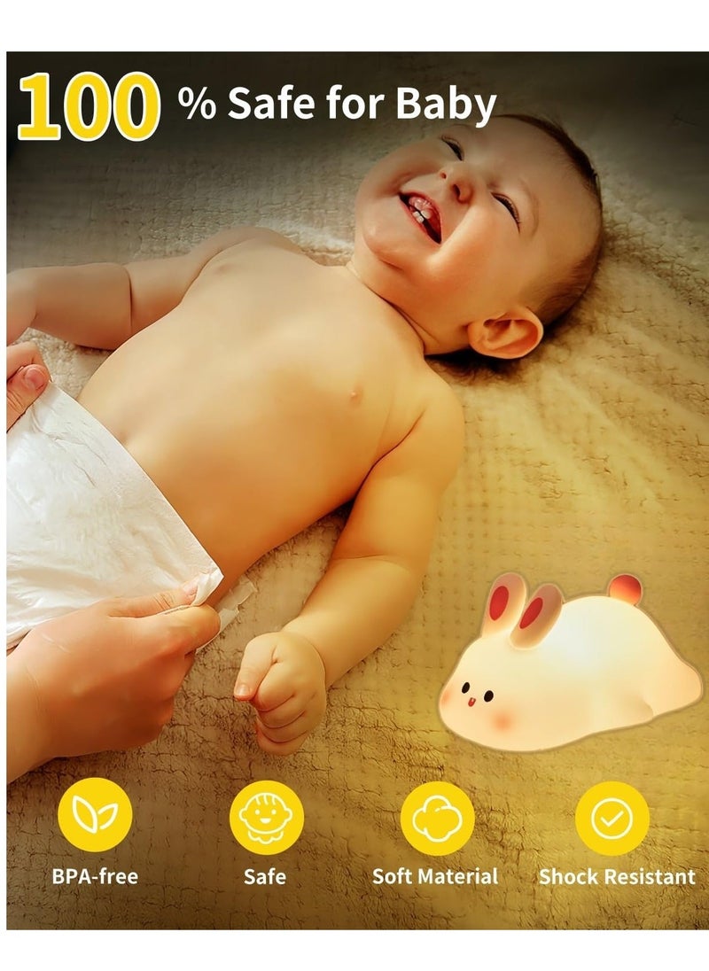 ELTRAZONE Big Face Rabbit Night Light – Cute Bunny LED Lamp, Rechargeable Silicone Squishy Rabbit Nightlight, Dimmable Animal Nightlight for Baby Nursery, Breastfeeding Bedroom & Living Room, Perfect Gift - Image 4