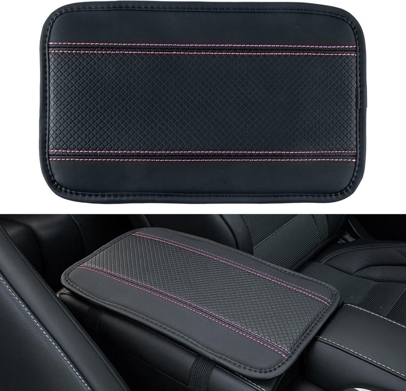 اميس وسادة لوحة التحكم في مركز صيانة السيارات أميس ( Auto Center Console Pad)، غطاء عالمي مقاوم للماء لمسند الذراع، إكسسوارات داخلية للسيارة، حامي لغطاء مسند الذراع المصنوع من الجلد يناسب معظم السيارات والسيارات الدفع الرباعي والشاحنات (لون أسود) - Image 1