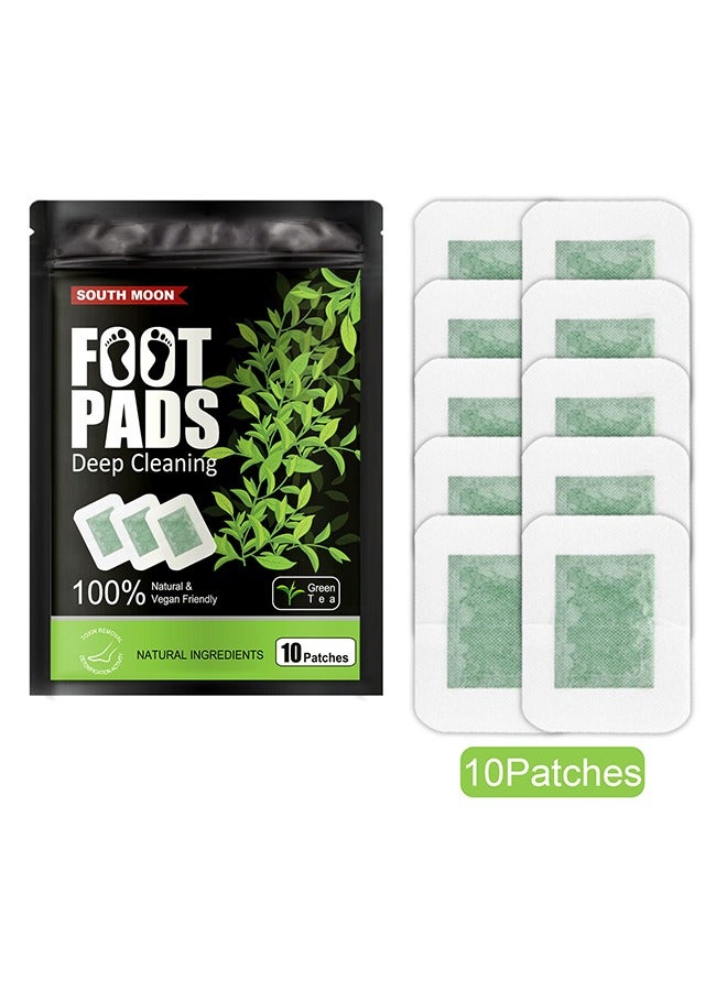 SOUTH MOON Botanical Foot Patches, Help Sleep Relief, Relieve Stress, Dissipate Dampness, Body and Foot Massage Care Patches, Deep Cleansing 100% Natural Organic Green Tea, 10 Patches - Image 1