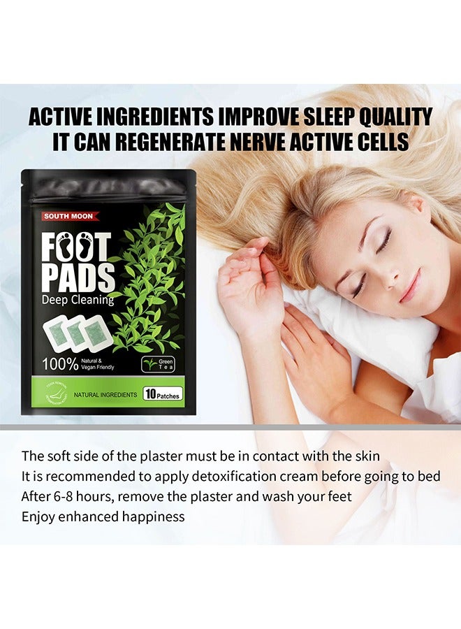 SOUTH MOON Botanical Foot Patches, Help Sleep Relief, Relieve Stress, Dissipate Dampness, Body and Foot Massage Care Patches, Deep Cleansing 100% Natural Organic Green Tea, 10 Patches - Image 2