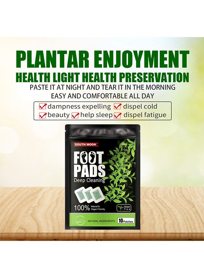 SOUTH MOON Botanical Foot Patches, Help Sleep Relief, Relieve Stress, Dissipate Dampness, Body and Foot Massage Care Patches, Deep Cleansing 100% Natural Organic Green Tea, 10 Patches - Image 5