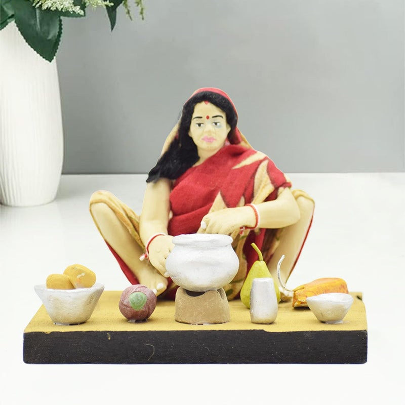dalvkot Golu Dolls Lady Villeage Food makeing Kolu BommaluBommai for DusseraNavaratri - Image 2