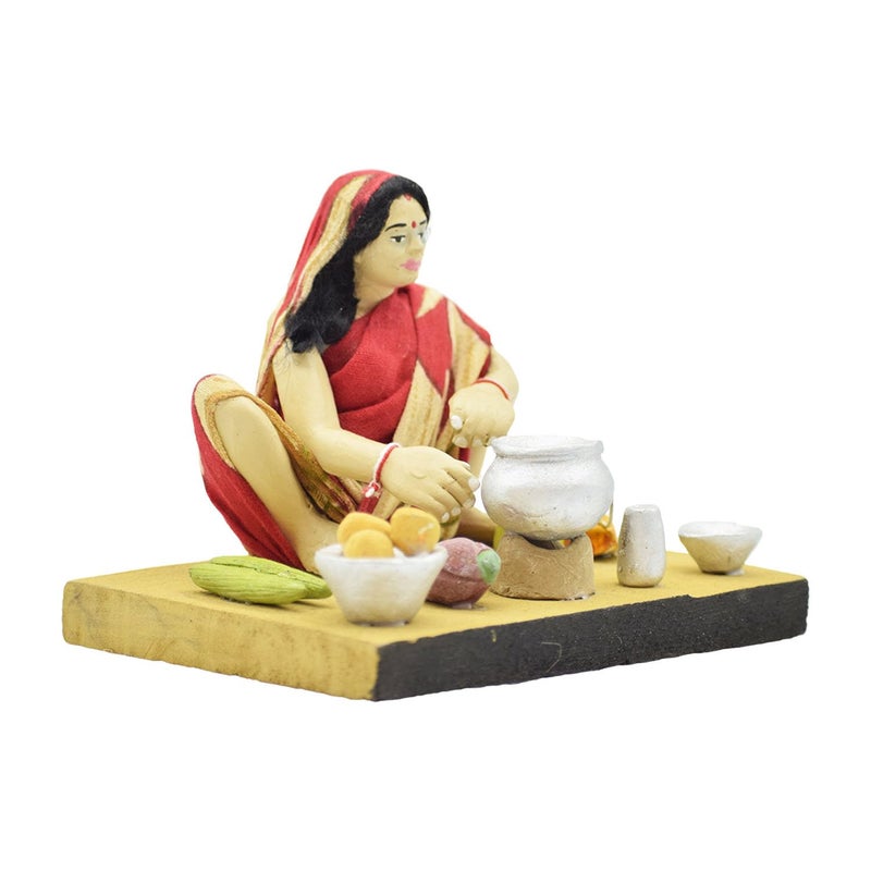 dalvkot Golu Dolls Lady Villeage Food makeing Kolu BommaluBommai for DusseraNavaratri - Image 4