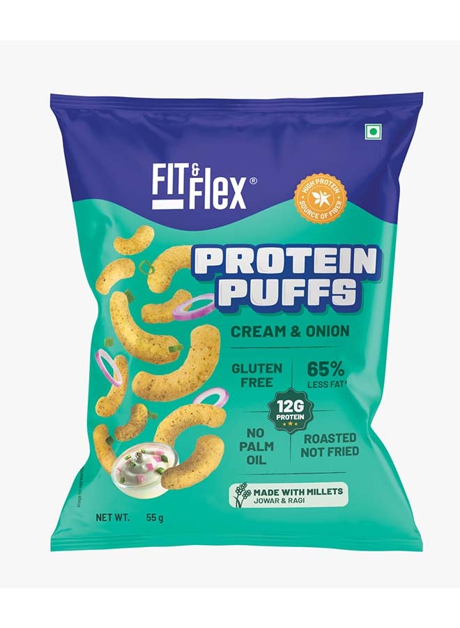 Fit & Flex بفز البروتين | كريمة وبصل | 12 جرام بروتين، خالي من الجلوتين، بدون زيت النخيل | 55 جرام - Image 1