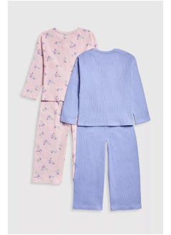 mothercare Floral Waffle Pyjamas - 2 Pack  - Image 2