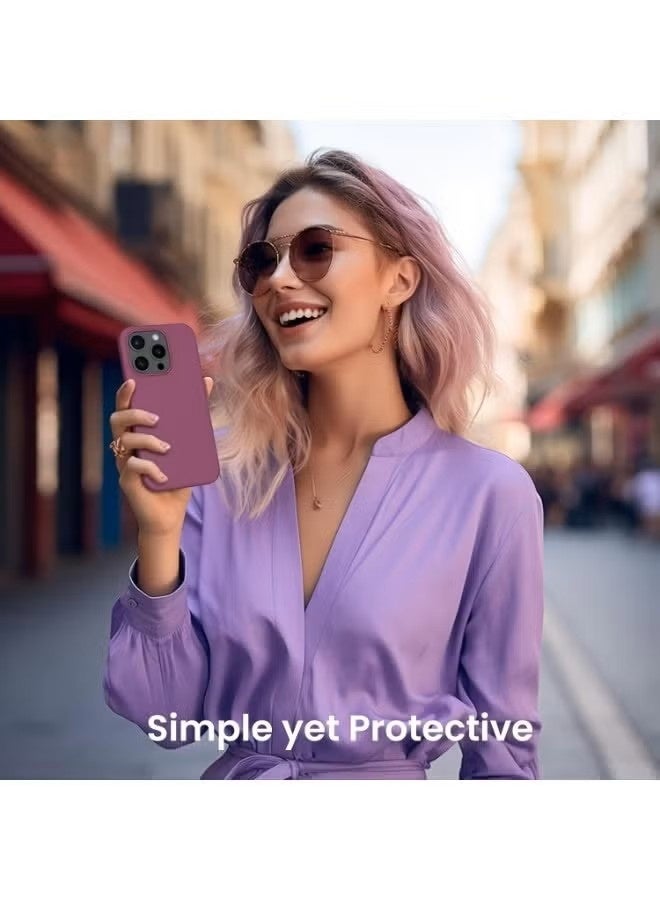 general Liquid Silicone Case for iPhone 15 Pro (6.1"), [Full Body Protection] Slim Soft Gel Rubber Shockproof Phone Case with Ultra-Soft Microfiber Lining & Sensitive Buttons - Guava Purple - Image 4