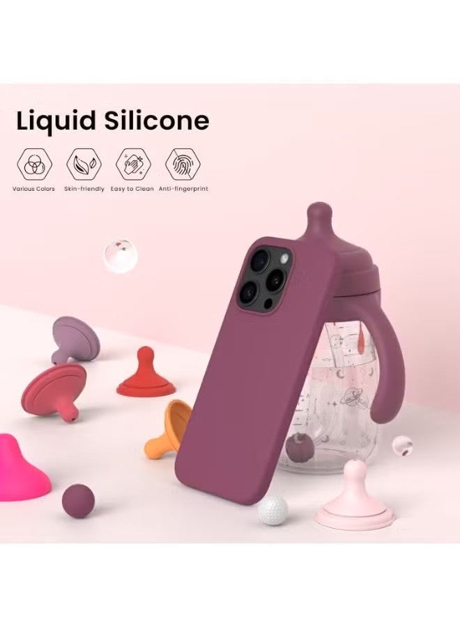 general Liquid Silicone Case for iPhone 15 Pro (6.1"), [Full Body Protection] Slim Soft Gel Rubber Shockproof Phone Case with Ultra-Soft Microfiber Lining & Sensitive Buttons - Guava Purple - Image 3