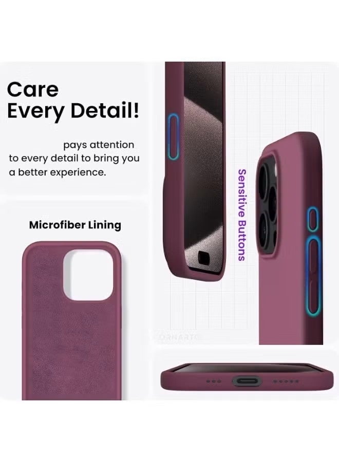 general Liquid Silicone Case for iPhone 15 Pro (6.1"), [Full Body Protection] Slim Soft Gel Rubber Shockproof Phone Case with Ultra-Soft Microfiber Lining & Sensitive Buttons - Guava Purple - Image 5