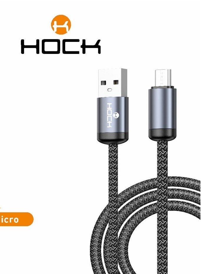 Hock Micro USB Nylon Charging Cable is used to charge and connect data to a wide range of electronic devices, especially smartphones and tablets that use a Micro USB port. - Image 1