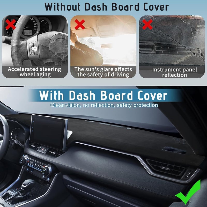 Bilisin Dashboard Cover Mat Compatible with Toyota RAV4 2019-2025 Non-Slip Suede Dash Board Pad for Toyota RAV4 No Glare Sunshade Protector Internal Accessories (Black) - Image 3